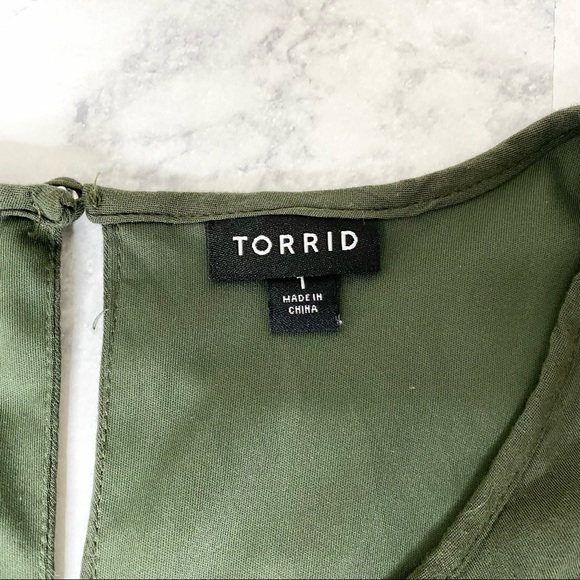 Torrid Lace Inset Challis Dress Women’s Plus 1X Olive Green - Picture 8 of 9